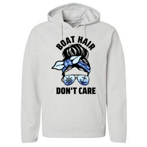 Nautical Captain Mom Boating Boat Hair Don't Care Gift Performance Fleece Hoodie