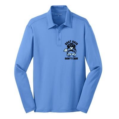 Nautical Captain Mom Boating Boat Hair Don't Care Gift Silk Touch Performance Long Sleeve Polo