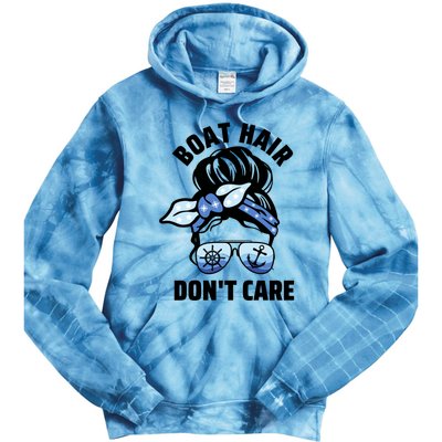 Nautical Captain Mom Boating Boat Hair Don't Care Gift Tie Dye Hoodie