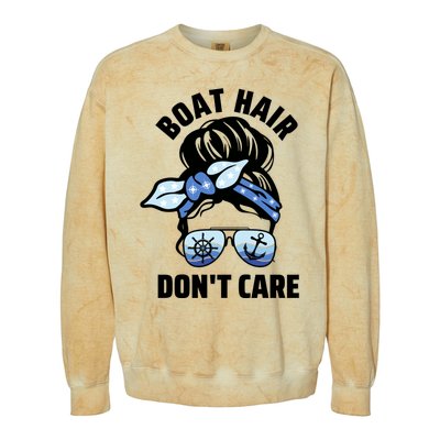 Nautical Captain Mom Boating Boat Hair Don't Care Gift Colorblast Crewneck Sweatshirt