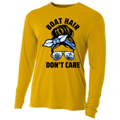 Nautical Captain Mom Boating Boat Hair Don't Care Gift Cooling Performance Long Sleeve Crew