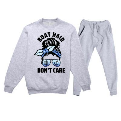 Nautical Captain Mom Boating Boat Hair Don't Care Gift Premium Crewneck Sweatsuit Set