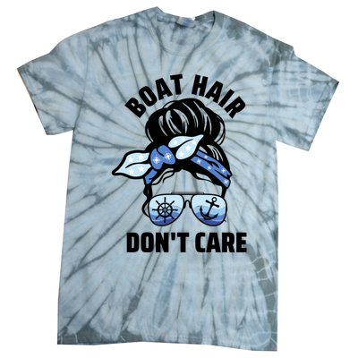 Nautical Captain Mom Boating Boat Hair Don't Care Gift Tie-Dye T-Shirt