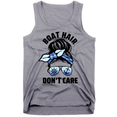 Nautical Captain Mom Boating Boat Hair Don't Care Gift Tank Top