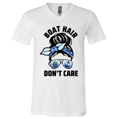 Nautical Captain Mom Boating Boat Hair Don't Care Gift V-Neck T-Shirt