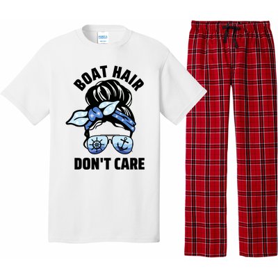 Nautical Captain Mom Boating Boat Hair Don't Care Gift Pajama Set