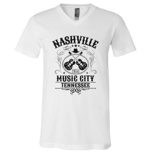 Nashville Country Music City Girls Trip Retro Nash Bash Bach V-Neck T-Shirt