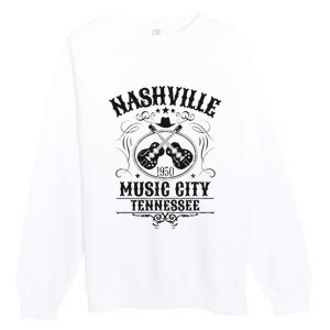 Nashville Country Music City Girls Trip Retro Nash Bash Bach Premium Crewneck Sweatshirt