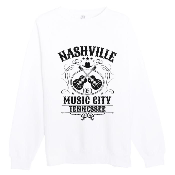 Nashville Country Music City Girls Trip Retro Nash Bash Bach Premium Crewneck Sweatshirt