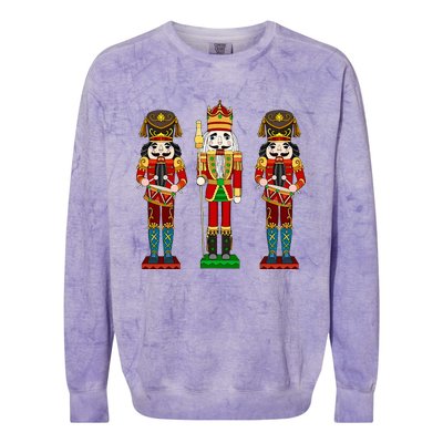 Nutcracker Cracking Nuts Xmas Merry Christmas Holiday Pajama Colorblast Crewneck Sweatshirt