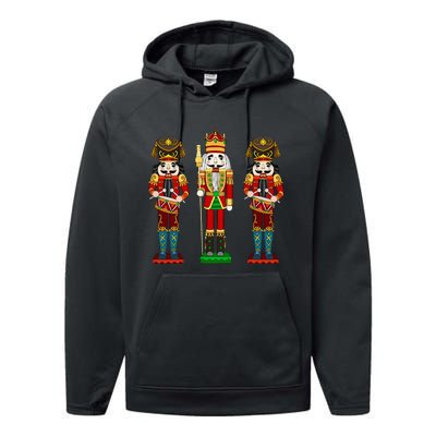 Nutcracker Cracking Nuts Xmas Merry Christmas Holiday Pajama Performance Fleece Hoodie