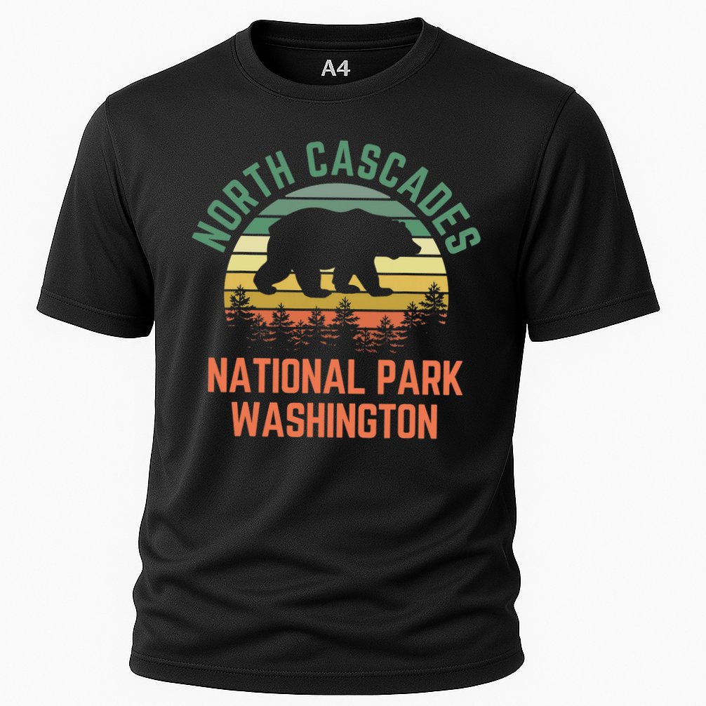 North Cascades National Park Washington Bear Hiking Retro Performance Shirt