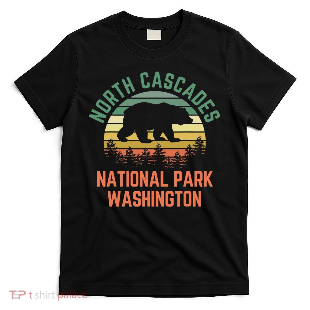 North Cascades National Park Washington Bear Hiking Retro T-Shirt