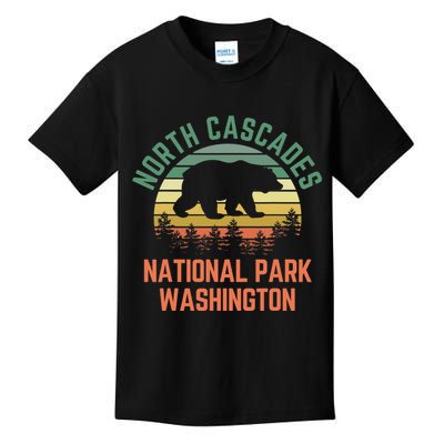 North Cascades National Park Washington Bear Hiking Retro Kids T-Shirt