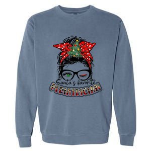 Nurse Christmas Nurse Pediatrician SantaS Favorite Nurse Cute Gift Garment-Dyed Sweatshirt