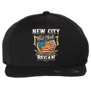 New City New York Usa Flag 4th Of July Gift Wool Snapback Cap