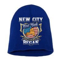 New City New York Usa Flag 4th Of July Gift Short Acrylic Beanie