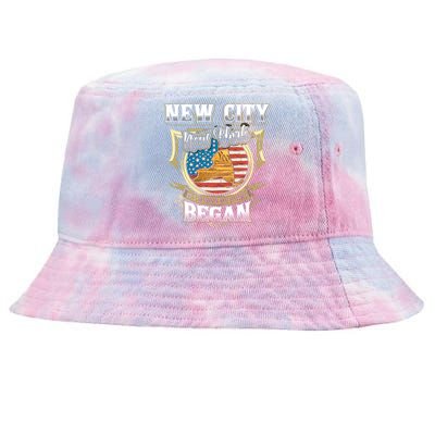 New City New York Usa Flag 4th Of July Gift Tie-Dyed Bucket Hat