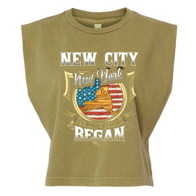 New City New York Usa Flag 4th Of July Gift Garment-Dyed Women's Muscle Tee