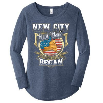 New City New York Usa Flag 4th Of July Gift Women's Perfect Tri Tunic Long Sleeve Shirt