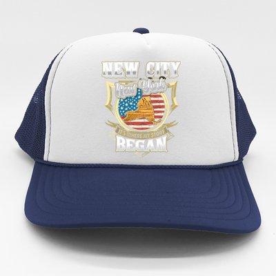 New City New York Usa Flag 4th Of July Gift Trucker Hat