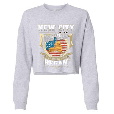 New City New York Usa Flag 4th Of July Gift Cropped Pullover Crew