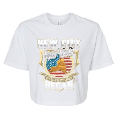 New City New York Usa Flag 4th Of July Gift Bella+Canvas Jersey Crop Tee