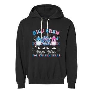 Nicu Crew Nurse Poppin Bottles For The New Years Garment-Dyed Fleece Hoodie