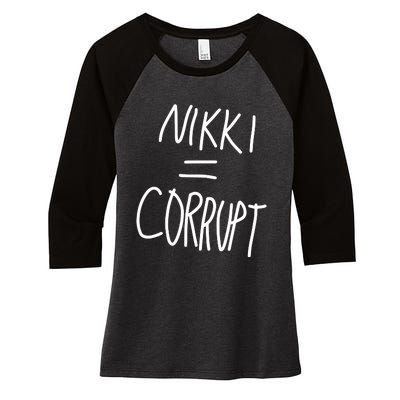 Nikki = Corrupt Women's Tri-Blend 3/4-Sleeve Raglan Shirt