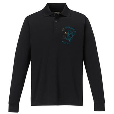 North Carolina NC Beach Bogue Life Performance Long Sleeve Polo