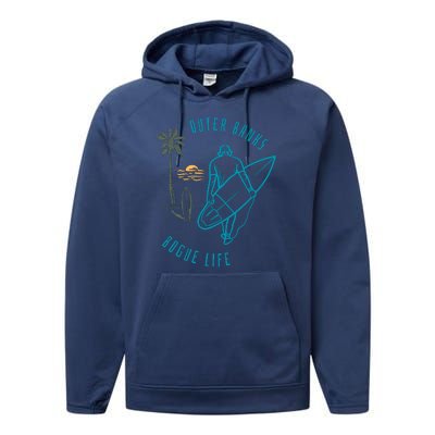 North Carolina NC Beach Bogue Life Performance Fleece Hoodie