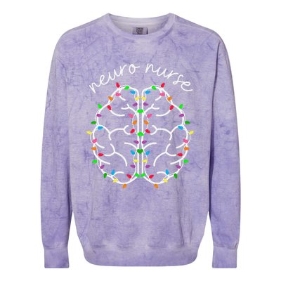 Neuro Crew Nurse Christmas Lights Brain Science Neuroscience Colorblast Crewneck Sweatshirt