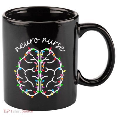 Neuro Crew Nurse Christmas Lights Brain Science Neuroscience 11oz C Handle Ceramic Mug