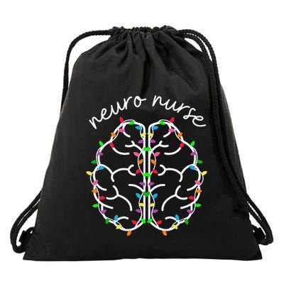 Neuro Crew Nurse Christmas Lights Brain Science Neuroscience Drawstring Bag