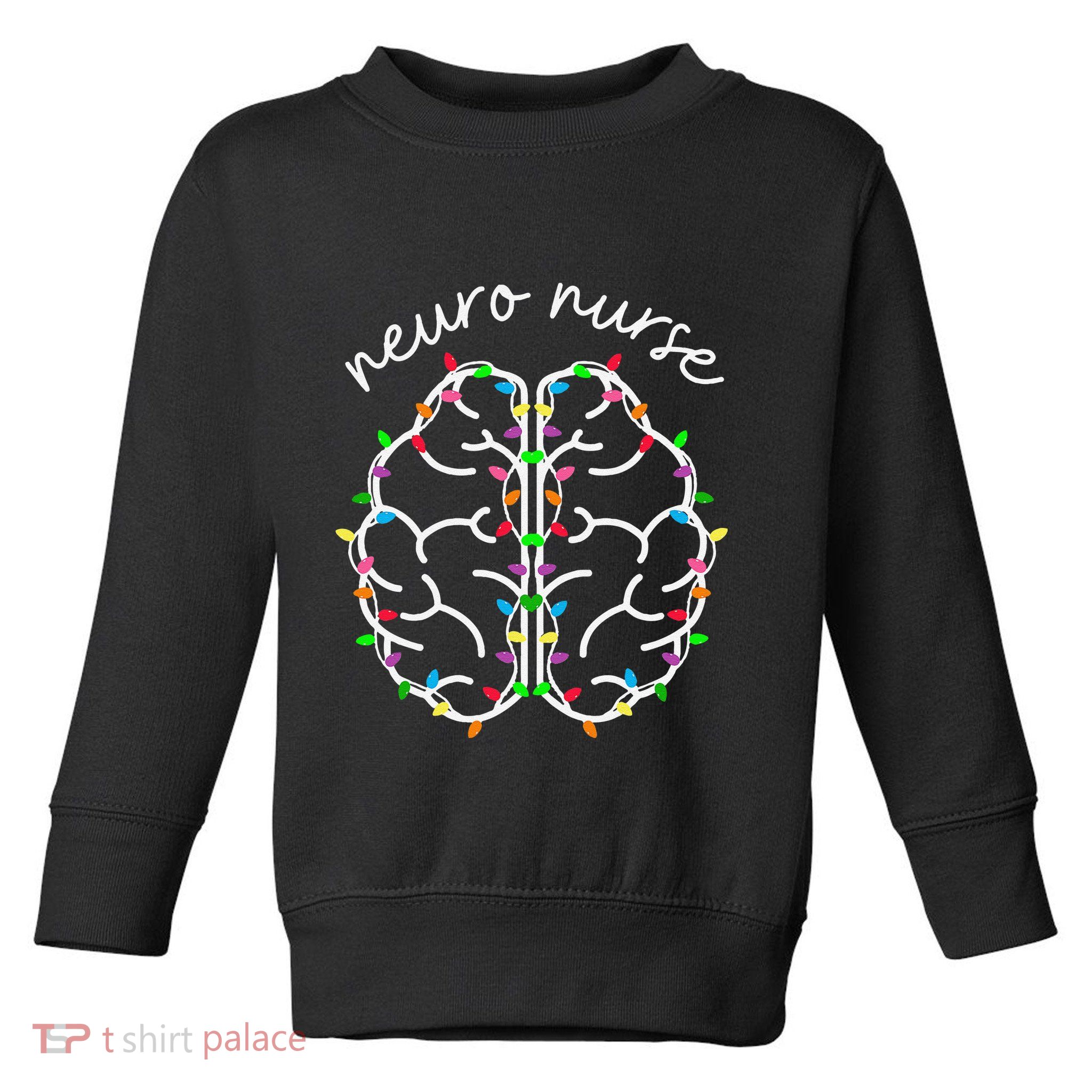 Neuro Crew Nurse Christmas Lights Brain Science Neuroscience Toddler Sweatshirt
