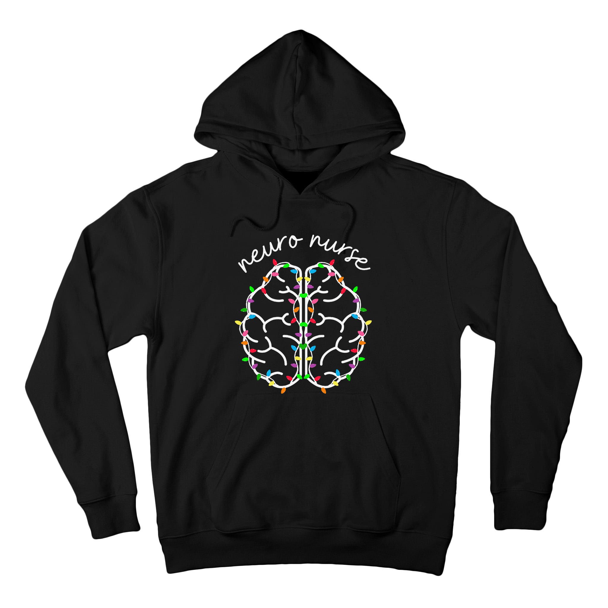 Neuro Crew Nurse Christmas Lights Brain Science Neuroscience Tall Hoodie