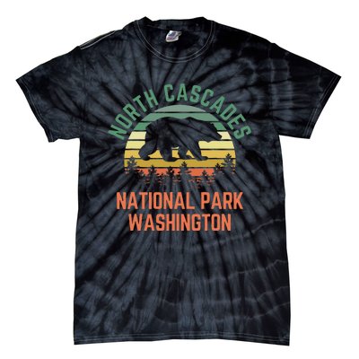 North Cascades National Park Washington Bear Hiking Retro Tie-Dye T-Shirt