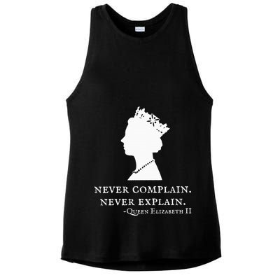 Never Complain Never Explain Queen Ii Elizabeth England Ladies PosiCharge Tri-Blend Wicking Tank