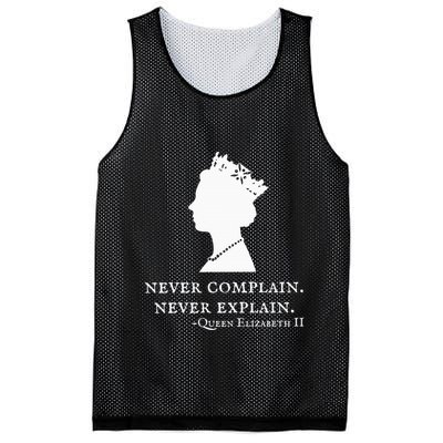 Never Complain Never Explain Queen Ii Elizabeth England Mesh Reversible Basketball Jersey Tank
