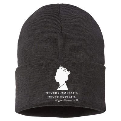 Never Complain Never Explain Queen Ii Elizabeth England Sustainable Knit Beanie