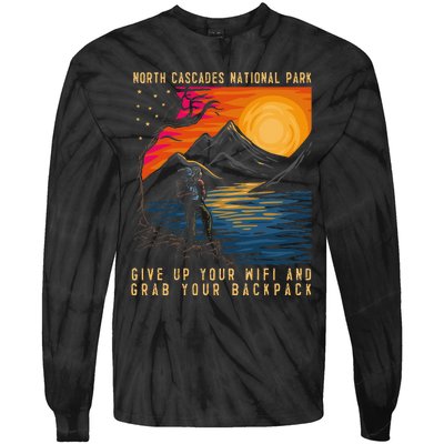 North Cascades National Park Hiker Men & Women Hiking Tie-Dye Long Sleeve Shirt