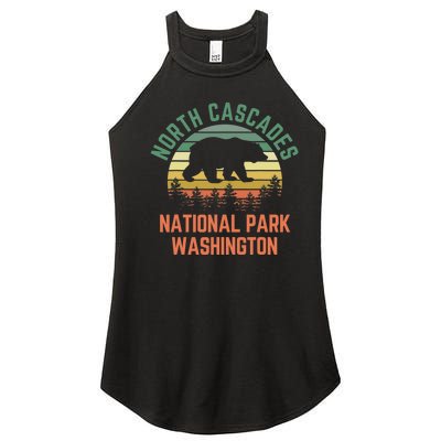 North Cascades National Park Washington Bear Hiking Retro Women’s Perfect Tri Rocker Tank