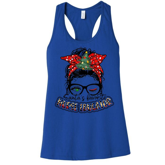 Nurse Christmas Nurse Minority Nurse SantaS Favorite Nurse Gift Women's Racerback Tank