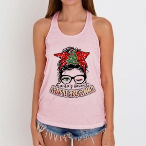 Nurse Christmas Nurse Minority Nurse SantaS Favorite Nurse Gift Women's Knotted Racerback Tank