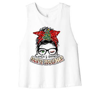 Nurse Christmas Nurse Minority Nurse SantaS Favorite Nurse Gift Women's Racerback Cropped Tank