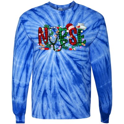 Nurse Christmas Nursing Stethoscope Xmas Scrub Top Gift Tie-Dye Long Sleeve Shirt