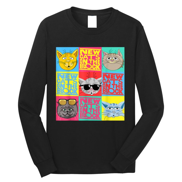 New Cats On He Block Funny Pop Culture Cat Hemed Party Long Sleeve Shirt