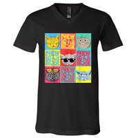 New Cats On He Block Funny Pop Culture Cat Hemed Party V-Neck T-Shirt