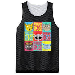 New Cats On He Block Funny Pop Culture Cat Hemed Party Mesh Reversible Basketball Jersey Tank