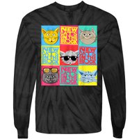 New Cats On He Block Funny Pop Culture Cat Hemed Party Tie-Dye Long Sleeve Shirt